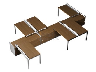 Мебель для персонала Рабочая станция (6x160) с ProSystem на 3-x опорных тумбах-купе КВ 0193 БН