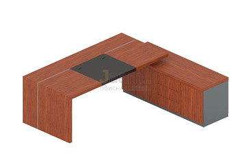 Кабинет руководителя Стол правый с опорной тумбой, бюваром и кабель-каналом An-200.1R
