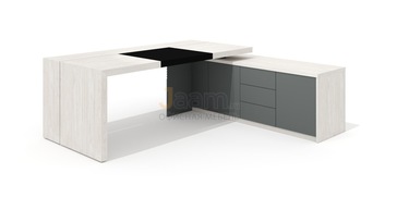 Кабинет руководителя Стол руководителя с опорной тумбой, бюваром и кабель-каналом правый Neo-200.1R