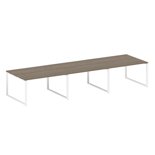 Переговорный стол 3 столешницы Metal System Style БО.ПРГ-3.3 4200x1235x750 (Вяз/Белый металл)