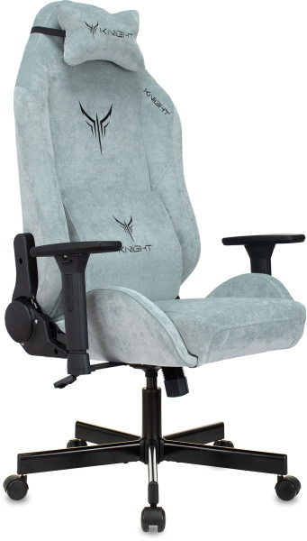 Кресло игровое Knight N1 Fabric серо-голубой Light-28 с подголов. крестов. металл (Серо-голубой)