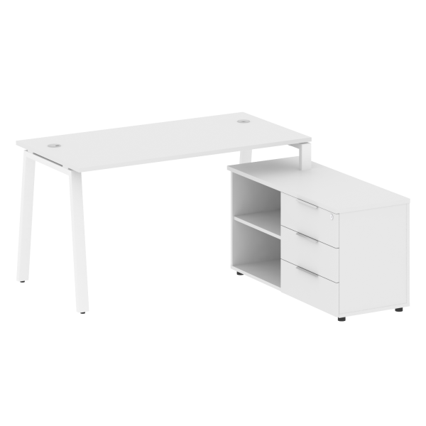 Рабочая станция с тумбой на А-образном м/к Metal System Style БА.РС-СТС-2.3 (R) 1500x1520x750