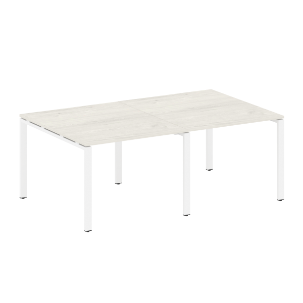 Переговорный стол 2 столешницы Metal System Style БП.ПРГ-2.1 2000x1235x750 (Дуб Наварра/Белый металл)