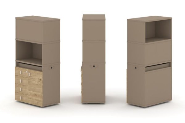 Тумба одиночная + высокая надставка ES.NB.1V-2 (750х410х1520) (Латте/Тиквуд Светлый)