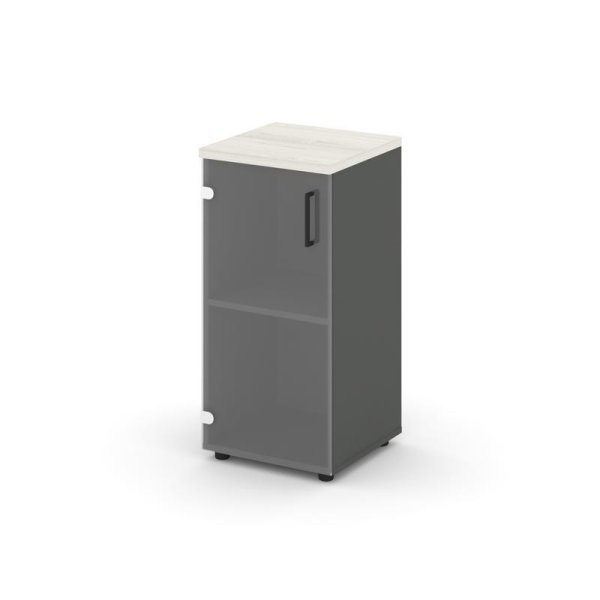 Шкаф низкий узкий SN.STU.E-302(L) (400х400х833) (Антрацит/Дуб Наварра/Прозрачный)