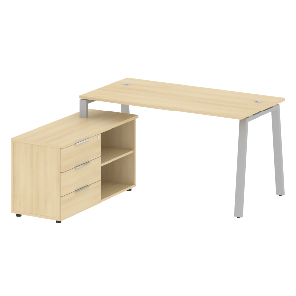 Рабочая станция с тумбой на А-образном м/к Metal System Style БА.РС-СТС-2.3 (L) 1500x1520x750