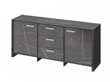 Тумба для документов Festus FI-13-01.G 1804x460x806 (Древесина Графит/Камень Пьетра Гриджиа черный)