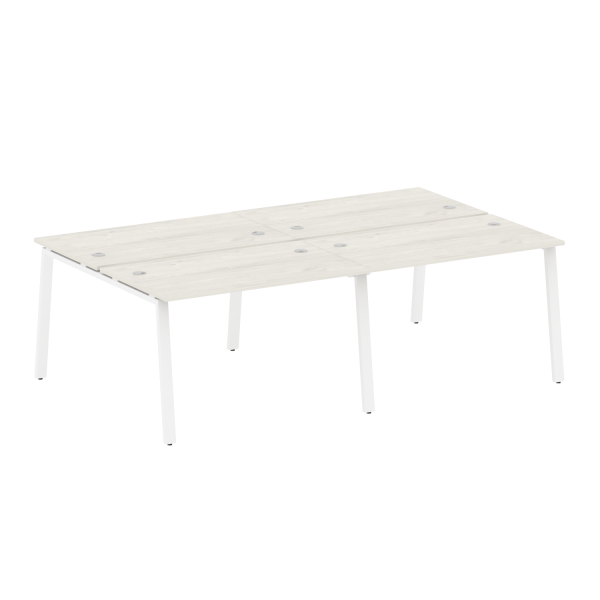 Рабочая станция на 4 рабочих места на А-образном м/к Metal System Style БА.СМ-4.2 2400x1475x750 (Дуб наварра/Белый металл)