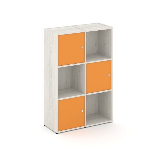 Стеллаж Locker Plus LK.K-002 798x350x1203 (Дуб Наварра | Оранжевый)