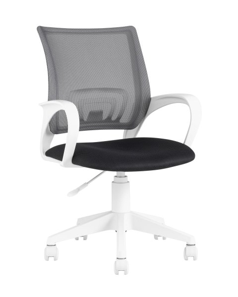 Кресло офисное TopChairs ST-BASIC-W серый крестовина пластик белый (Компьютерное кресло ST-BASIC-W серый)