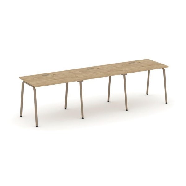 Рабочая станция 3 места ES.RS-3.1-LK (2940х730х750) (Тиквуд Светлый/Металл Латте)