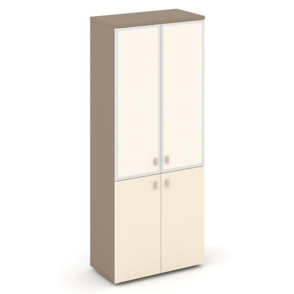 Шкаф высокий широкий ES.ST-1.2R I (800х420х1977) (Латте/Сатин/Лакобель ivory)
