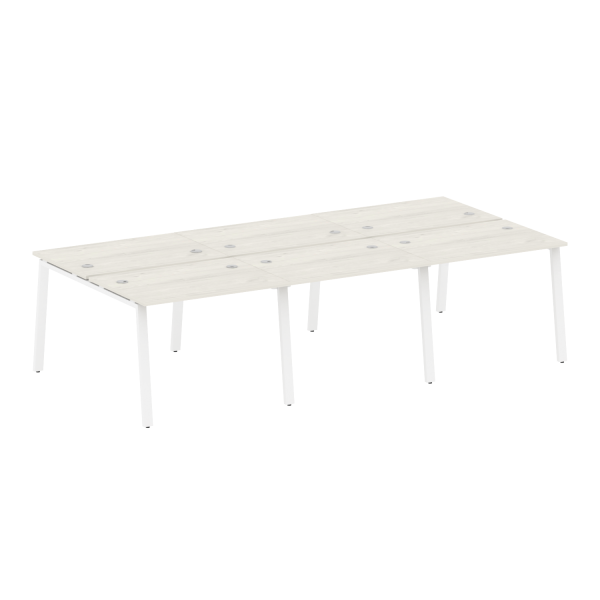 Рабочая станция на 6 рабочих места на А-образном м/к Metal System Style БА.СМ-6.1 3000x1475x750 (Дуб наварра/Белый металл)