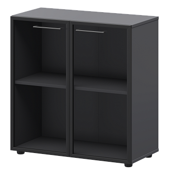 Шкаф низкий со стеклом в ал. рамке Кортез СМШ28RS 792x380x811
