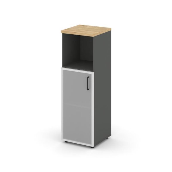 Шкаф средний узкий SN.STU-203(L) (400х400х1203) (Антрацит/Тиквуд Светлый/Сатин)