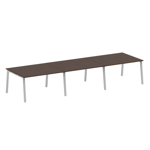 Стол для переговоров (3 столешницы) на А-образном м/к Metal System Style БА.ПРГ-3.3 4200x1235x750 (Венге Цаво/Серый металл)
