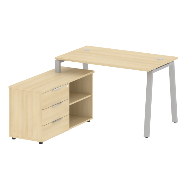 Рабочая станция с тумбой на А-образном м/к Metal System Style БА.РС-СТС-2.2 (L) 1300x1520x750