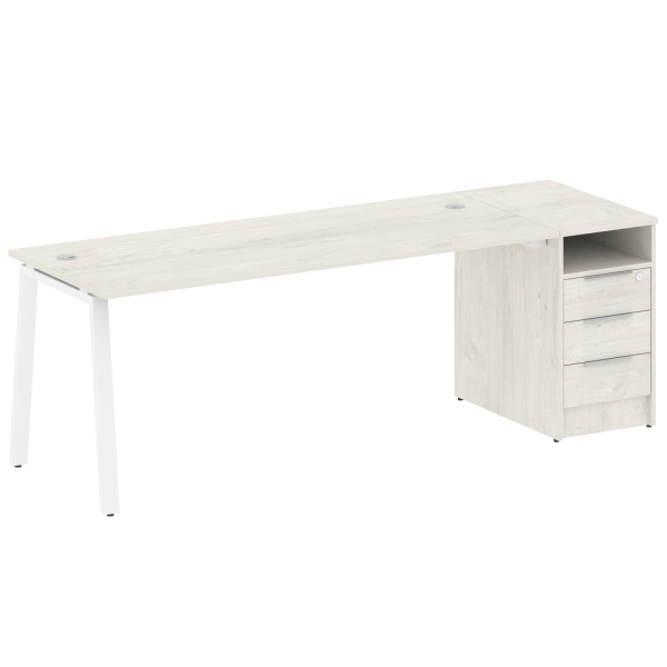 Рабочая станция Metal System Style БА.РС-СТП-1.5 2212x720x750 (Дуб Наварра/Белый металл)