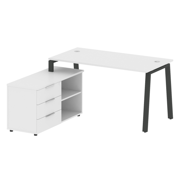 Рабочая станция с тумбой на А-образном м/к Metal System Style БА.РС-СТС-2.3 (L) 1500x1520x750