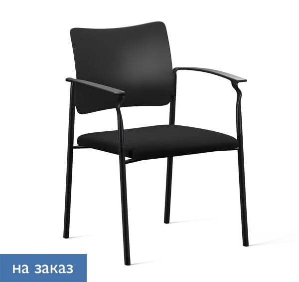 PINKO_black Кресло на 4-х опорах с подлокотниками (Черный/Черный/Черный)