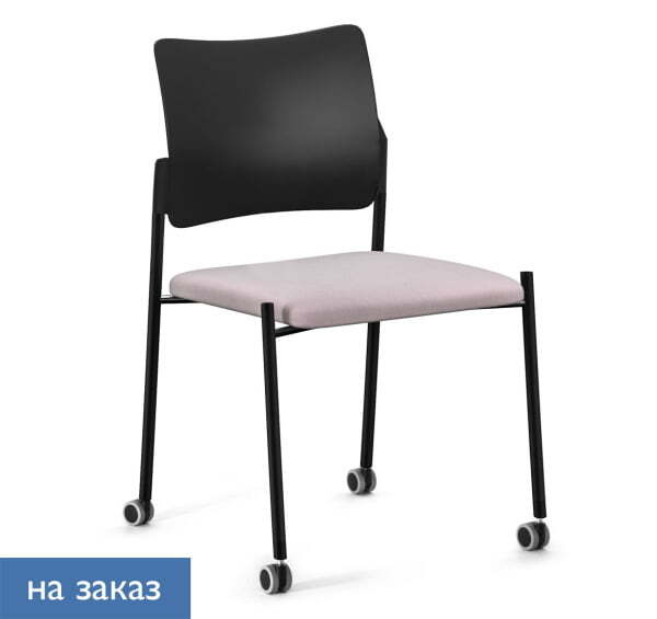 PINKO_black Кресло на колёсах без подлокотников (Черный/Серый/Черный)