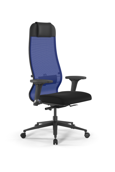 Кресло для руководителя Метта SynchroSit 10 B1-111D - X2+UMF(X1) /Ub00/Wh00/D02P(M24.B11.G19.W02) (Синий | Черный)