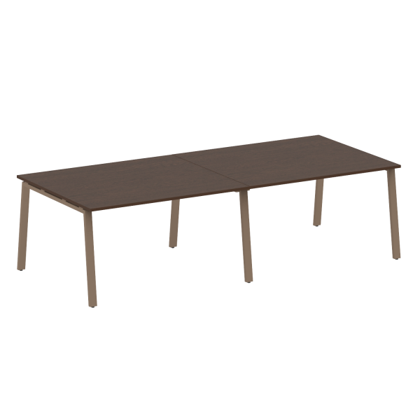 Стол для переговоров (2 столешницы) на А-образном м/к Metal System Style БА.ПРГ-2.3 2800x1235x750 (Венге Цаво/Мокко металл)