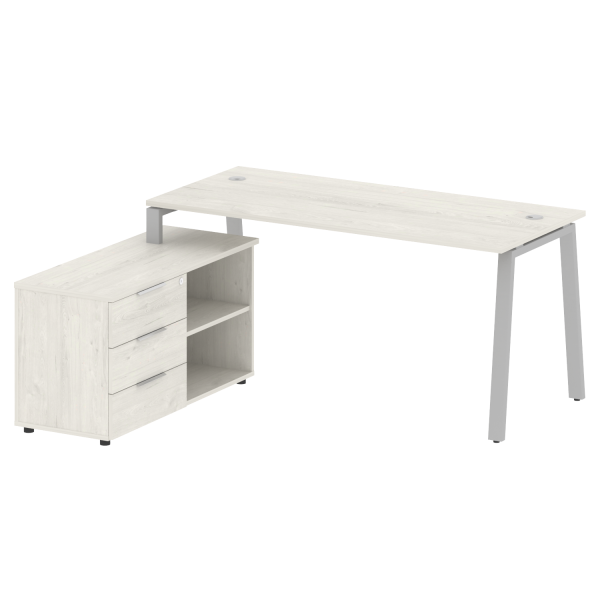 Рабочая станция с тумбой на А-образном м/к Metal System Style БА.РС-СТС-2.4 (L) 1700x1520x750 (Дуб наварра/Серый металл)