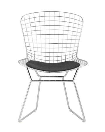 Стул обеденный Bertoia хромированный с черной подушкой (Стул кухонный Bertoia серебристый)