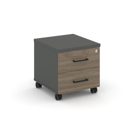 Тумба мобильная 2 ящика стандартные колеса SN.TM-001 (416х460х437) (Антрацит/Вяз Благородный)