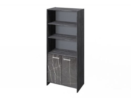 Шкаф для документов полуоткрытый Festus FI-672.G 800x460x1861 (Древесина Графит/Камень Пьетра Гриджиа черный)