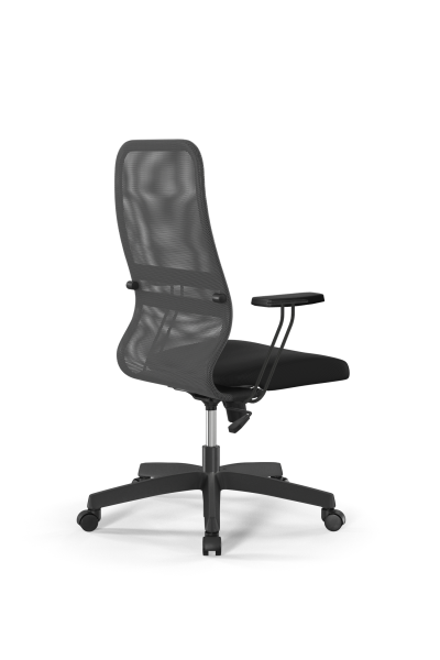 Кресло для руководителя Метта Sit 8 B2-8T - X1+UMF(X1) /Uh00/Wh00/T1bp-b(M09.B02.G15.W01) (Светло-серый | Черный)