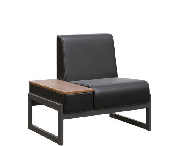 Диван одноместный со столиком универс. MD.D1-ST1  (980х700х700) (Oregon Черный арт.16/Денвер светлый/Чёрный металл)
