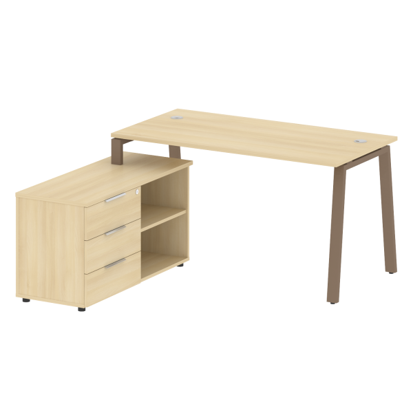 Рабочая станция с тумбой на А-образном м/к Metal System Style БА.РС-СТС-2.3 (L) 1500x1520x750