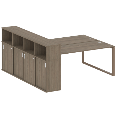 Рабочая станция с шкафом-купе на О-образном м/к Metal System Style БО.РС-СШК-4.5 Т 2210x2332x1098