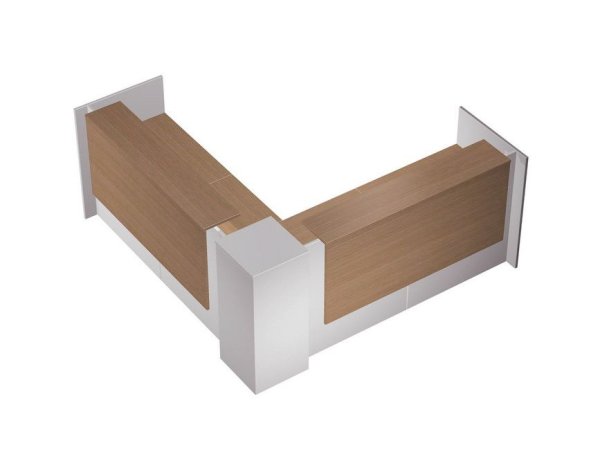 Стойка ресепшн угловая с 2-мя вырезами правая PROFIQUADRO КВ 0811 2507x2507x1164 (Белый премиум / Вишня скандинавская)