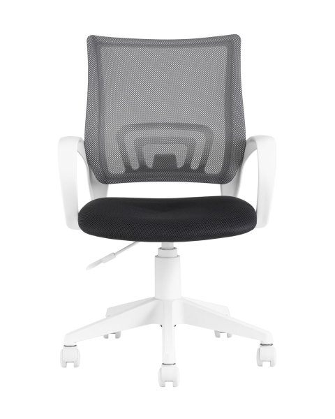Кресло офисное TopChairs ST-BASIC-W серый крестовина пластик белый (Компьютерное кресло ST-BASIC-W серый)