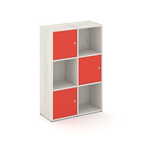 Стеллаж Locker Plus LK.K-002 798x350x1203 (Дуб Наварра | Красный)