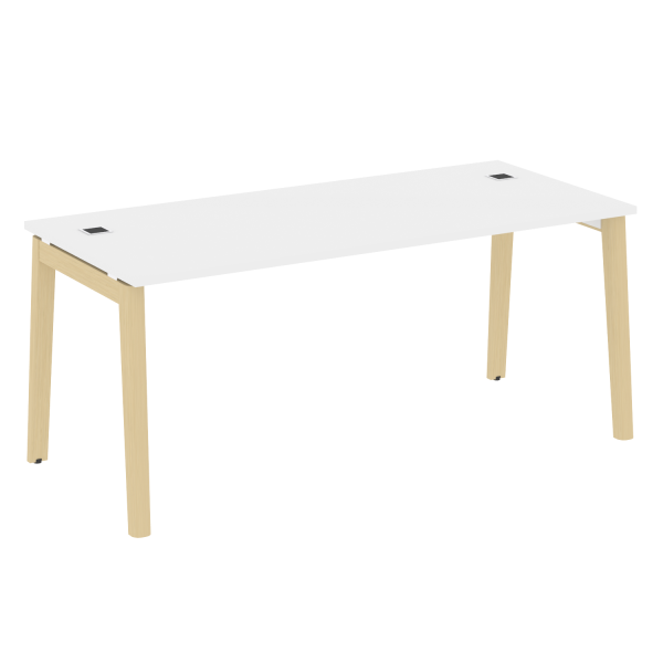 Стол руководителя на деревянных опорах Onix Wood Direct OW.SRR-5.8 1780x800x750 (Белый Бриллиант/Дуб Светлый)