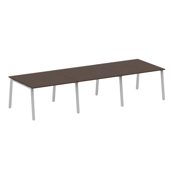 Стол для переговоров (3 столешницы) на А-образном м/к Metal System Style БА.ПРГ-3.2 3600x1235x750 (Венге Цаво/Серый металл)